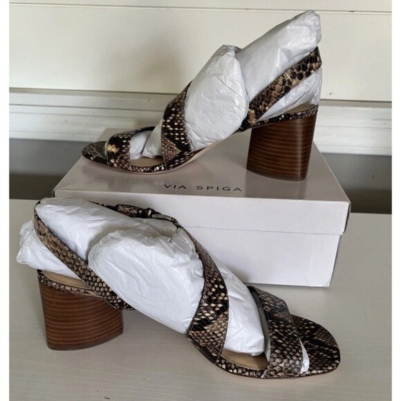 Via Spiga Snakeskin  Print Platform Heels Dress Sandals Women's Size 10 - Picture 1 of 7